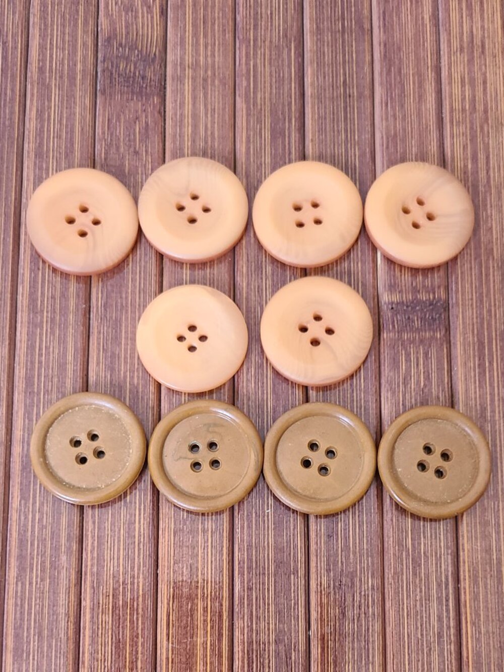 Vintage Buttons - Collection of Ten - Salmon and Tan